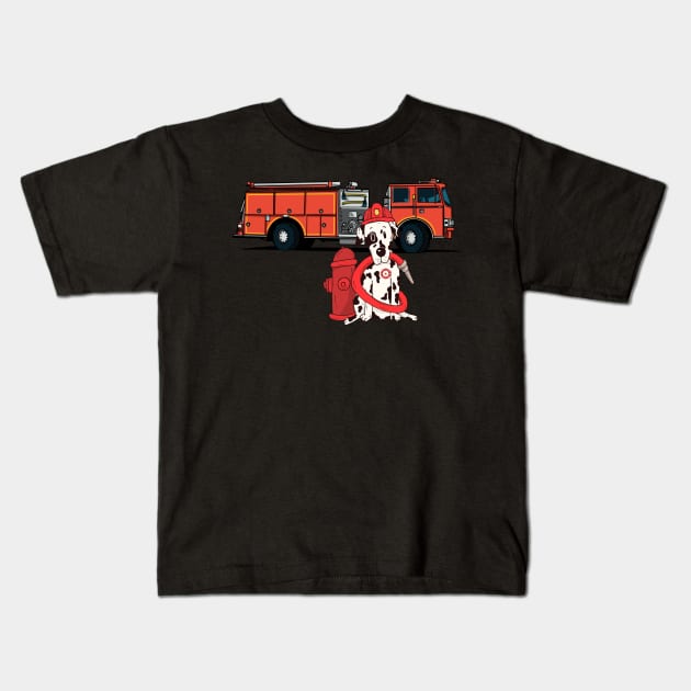 Dog of the firefigthers Kids T-Shirt by DePit DeSign